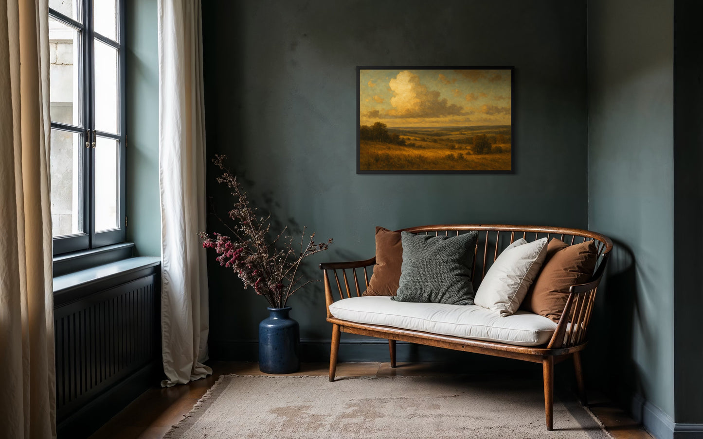 Golden Countryside Landscape – Framed Wall Art