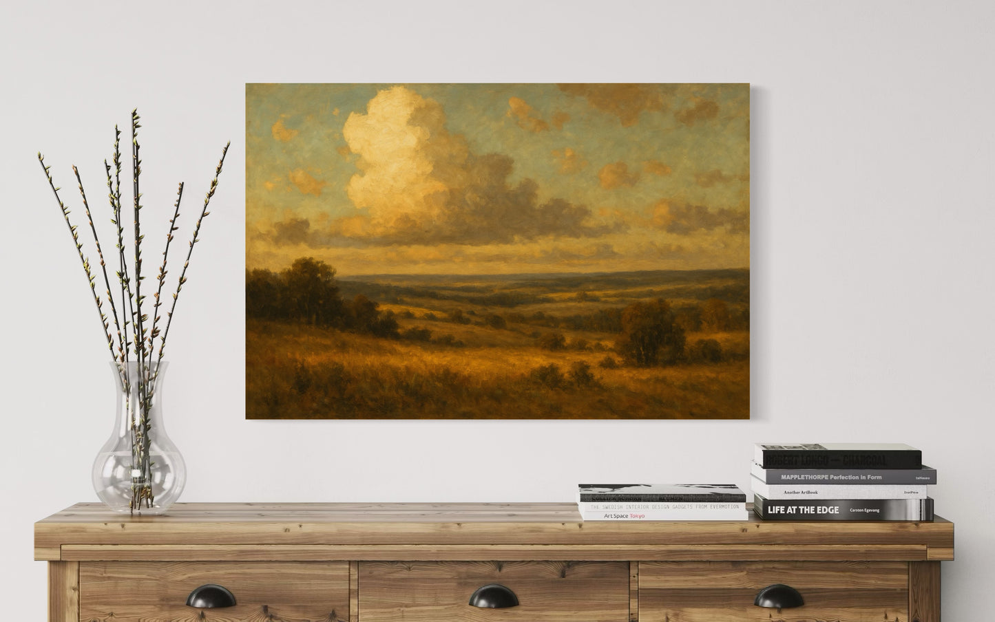 Golden Countryside Landscape – Framed Wall Art