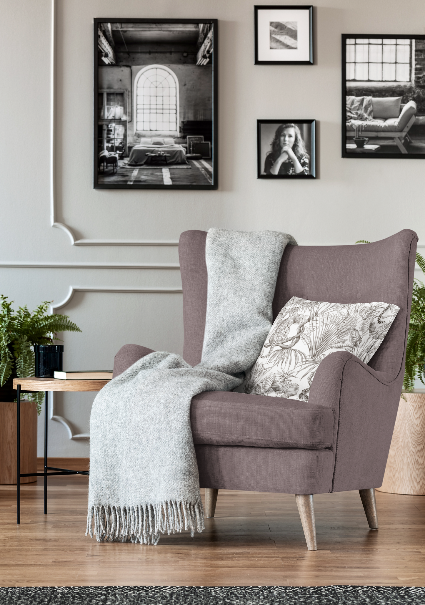 Tropical Leopard Pillowcase — Botanical Black & White Throw Pillow Cover