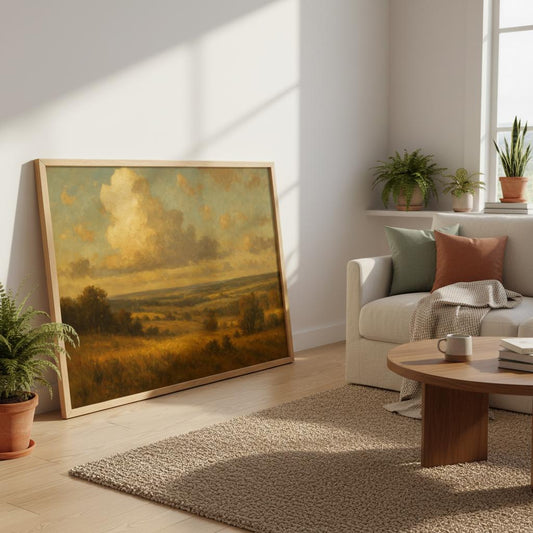 Golden Countryside Landscape – Framed Wall Art