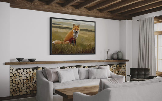 The Watchful Fox - Rustic Wildlife Landscape Wall Art